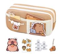 Capybara Pencil Case With Large Capacity, Wide Opening Pen Pouch For School Supplies, Zippered Cute Stationery Organizer For Pens And Pencils, Adorable Capybara Design For Pins, Badges, And Memo Pads