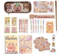 Capybara Pencil Pouch, Pens Ruler Cute Notebook, Cute Stationery School Pencil Case Kit, Adorable Design with Zipper Closure, Practical Storage for Kids Teen Girls Classroom Home College Study Work