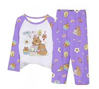 Capybara Pijamas de los niños, Lindo Agua delfín niños y niñas Pijama Conjuntos, Dibujos Animados para niños Impreso Homewear,Púrpura,130cm