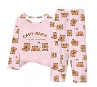 Capybara Pijamas de los niños, Lindo Agua delfín niños y niñas Pijama Conjuntos, Dibujos Animados para niños Impreso Homewear,Pink3,140cm