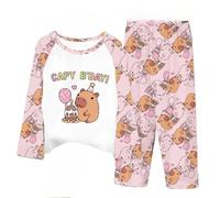 Capybara Pijamas de los niños, Lindo Agua delfín niños y niñas Pijama Conjuntos, Dibujos Animados para niños Impreso Homewear,Pink2,140cm