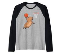 Capybara Playing Sports Wild Animal Rodents Basketball Camiseta Manga Raglan
