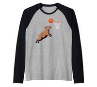 Capybara Playing Sports Wild Animal Rodents Basketball Camiseta Manga Raglan
