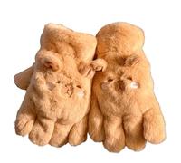 Capybara Plush Gloves - Full Finger Thermal Winter Gloves, Cute Cartoon Furry Hand Protection for Adults and Teens, Warm Mittens for Office Work, Driving, Walking, Outdoor Sports, and Everyday