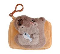 Capybara Plush Purse, Adorable Animal Coin Wallet, Soft Small Bag with Strap, Lindo Plush Pendant for Keys, Earphone Storage, Stylish Casual Accessory for Kids and Adults, marrón, Se référer au