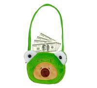 Capybara Plush Purse, Cartoon Capybara Stuffed Animal Change Suitcase, Adjustable Plush Material Bag, Creatures Shaped Wallet For Keys, Phones, Esquinas, 15x12x3cm, Cards, Versátil, verde, Se référer
