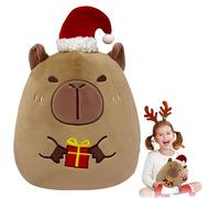 Capybara Plush Toy, 25 cm Super Soft Stuffed Animals, Christmas Capybara P-lush Toy Pillow, Brown Pillow, Cute P-lush Cushion Doll Soft Cotton P-lush Doll, for Kids Girls Boys Birthday Gift Christmas