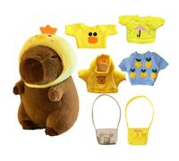 Capybara Plush with Accessories - Cartoon Animal Plushy, Soft Dress-Up Toy | 9 Inch Capybara Stuffed Animal with Removable Outfits, Cute Plush Gift for Boys, Girls, Kids, Room Decor, Travel Buddy