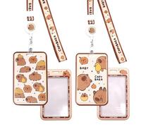 Capybara Porta Tarjetas Identificativas, 2 pcs Capybara Lanyard con Tarjetero, ID Card Badges Holder Extensible con Cordones de Insignia, para Tarjeta de Identificación, Oficina