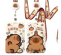 Capybara Porta Tarjetas Identificativas, 2PCS tarjetero colgante, Capybara Lanyard con Tarjetero, ID Card Badges Holder Extensible con Cordones de Insignia, para Tarjeta de Identificación, Oficina