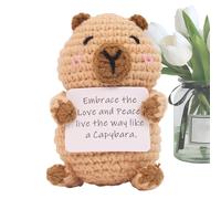 Capybara Positive Crochet Animal - Handmade Motivational Doll with Card, Cute Desk or Home Decoration for Birthday, Graduation, Office, and Workspaces, ideal gifting for All Ages, 3.54 x 2.16 inches