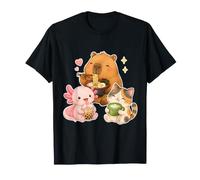 Capybara Ramen Axolotl Boba Cat Anime Kawaii Adolescentes Niñas Niños Camiseta