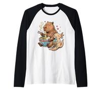 Capybara Ramen Axolotl Boba Kawaii Animales Monos Camiseta Manga Raglan