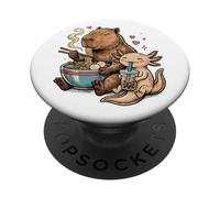 Capybara Ramen Axolotl Boba Kawaii Animales Monos PopSockets PopGrip Adhesivo