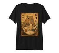 Capybara Ramen Noodles Ukiyo-e Japanese Art Poster Camiseta Premium