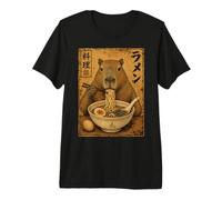 Capybara Ramen Noodles Ukiyo-e Japanese Art Poster Camiseta Premium