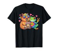 Capybara Rana Hippie Animales Rainbow Boba Tea Camiseta