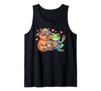 Capybara Rana Hippie Animales Rainbow Boba Tea Camiseta sin Mangas