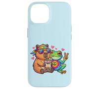 Capybara Rana Hippie Animales Rainbow Boba Tea Carcasa para iPhone 14