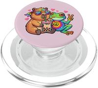 Capybara Rana Hippie Animales Rainbow Boba Tea PopSockets PopGrip para MagSafe