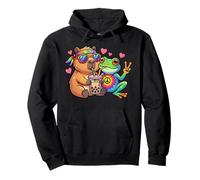 Capybara Rana Hippie Animales Rainbow Boba Tea Sudadera con Capucha