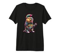 Capybara Rockstar Vibes: Divertido e icónico Punk Rock Heavy Metal Camiseta Premium