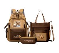 Capybara School Backpack, Cute Bookbag Set, Aesthetic Laptop Storage Bag, Pencil Case and Tote for Travel, Daily, Kids, Girls, Students, School, Outdoor Activities, Study, 11.42x15.75x4.72 pulgadas