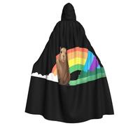 Capybara Sitting On The Rainbow Bridge - Capa con capucha de Halloween para hombres y mujeres: capa ligera de poliéster con capucha, perfecta para cosplay, Halloween y fiestas de disfraces