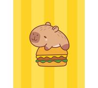 Capybara Sketchbook: Cute Wide Ruled Notebook for Journaling, Doodling & Writing - Adorable Capybara on Burger Design - 120 Pages, 7.5 x 9.25 in - Great Gift for Kids, Teens & Animal Lovers