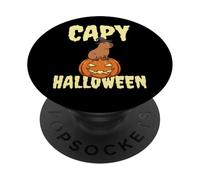 Capybara Sombrero De Bruja Calabaza Capy Halloween PopSockets PopGrip Adhesivo