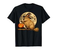 Capybara Sombrero de Bruja Jack O Lantern Calabaza Luna Escoba Camiseta