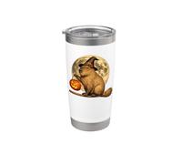 Capybara Sombrero de bruja Jack O Lantern Calabaza Luna Escoba Vaso térmico de acero inoxidable de doble pared