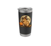 Capybara Sombrero de bruja Jack O Lantern Calabaza Luna Escoba Vaso térmico de acero inoxidable de doble pared