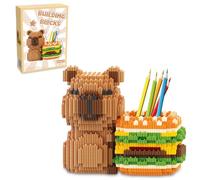 Capybara Soporte para Lápices de Bloques de Construcción, Micro Building Blocks Capibara, Set de Construcción DIY, Lindo Capybara para Decoración de Escritorio, Regalo Creativo para Niños y Adultos