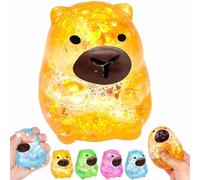 Capybara Squishy Glitter, Animal Squeeze Balls Cute Capybara Stress Ball Anxiety Relief Slow Rise Sensory Sparkly Jelly Squishies Cute Desk Toy for Teens Adults Anxiety Relaxation Party Gift (Yellow)