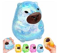 Capybara Squishy Glitter, Animal Squeeze Balls Cute Capybara Stress Ball Anxiety Relief Slow Rise Sensory Sparkly Jelly Squishies Cute Desk Toy for Teens Adults Anxiety Relaxation Party Gift (Blue)
