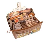 Capybara Stationery Set - Bonito estuche escolar para lápices, organizador de gran capacidad, temática de capibara, de apertura ancha, bolígrafos, pegatinas, clips, niños de memoria