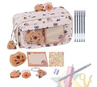 Capybara Stationery Set, Cute Pencil Case Kit, 8.66 x 2.76 x 5.12 inches, Fun School Supply Bag, Adorable Sticky Notes Pack, Zippered Organizer Pouch, for Kids Student Classroom Birthday Party