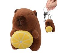 Capybara Stuffed Animal Keychain - Cute Fruit-Holding Plush Pendant For Backpacks And Tote Bags | Kawaii Soft Toy Charm For Kids And Adults | Aesthetic Gift Accessory F́or School Bags Ánd Keys