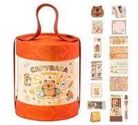 Capybara - Suministros escolares, adorable cinta correctora, incluye calcomanías, bloc de notas, colgante, juguete de peluche, kit de papelería con temática de Capybara para estudiantes