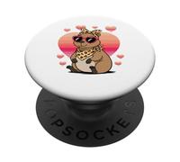 Capybara Sunglasses Valentines Day PopSockets PopGrip Adhesivo