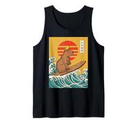 Capybara Surfing Japonés Gran Ola Kanagawa Ukiyo-e Camiseta sin Mangas