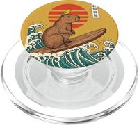 Capybara Surfing Japonés Gran Ola Kanagawa Ukiyo-e PopSockets PopGrip para MagSafe