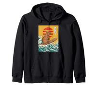 Capybara Surfing Japonés Gran Ola Kanagawa Ukiyo-e Sudadera con Capucha