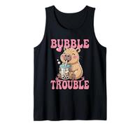 Capybara - Té con Leche Bubble Trouble Kawaii japonés Boba Tea Camiseta sin Mangas
