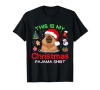 Capybara This is My Christmas Pijama Capy Santa Hombres Mujeres Camiseta