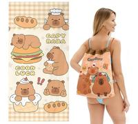 Capybara Toalla De Playa, Capybara Toalla De Baño De Microfibra, 150 * 75 Cm Con Bolsa De Almacenamiento Con Cordón, De Secado Rápido, Absorbente, Adecuado Para Playa, Piscina, Gimnasio (yellow4)