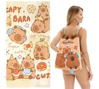 Capybara Toalla De Playa, Capybara Toalla De Baño De Microfibra, 150 * 75 Cm Con Bolsa De Almacenamiento Con Cordón, De Secado Rápido, Absorbente, Adecuado Para Playa, Piscina, Gimnasio (yellow3)