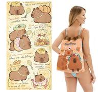 Capybara Toalla De Playa, Capybara Toalla De Baño De Microfibra, 150 * 75 Cm Con Bolsa De Almacenamiento Con Cordón, De Secado Rápido, Absorbente, Adecuado Para Playa, Piscina, Gimnasio (yellow2)