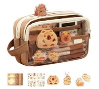 Capybara Transparent Pencil Case - Organizador de abastecimiento escolar de apertura amplia, bolsa de almacenamiento multifuncional | BACCO DE MACCHI DESIGN CHINETTO ANIMAL, funda compartimentos
